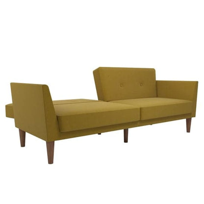 Regal Fabric Sofa Bed In Mustard With Wooden Legs