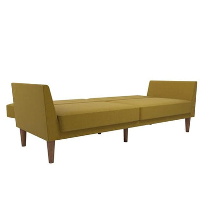 Regal Fabric Sofa Bed In Mustard With Wooden Legs