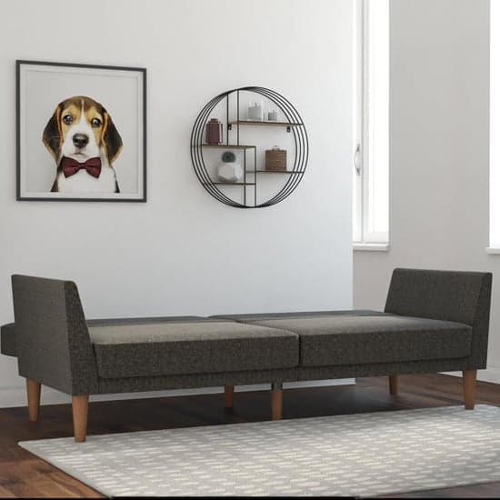 Regal Fabric Sofa Bed In Grey With Wooden Legs