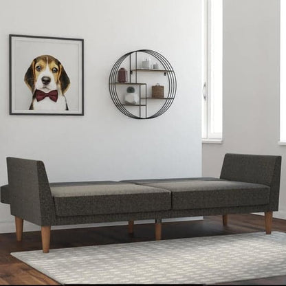 Regal Fabric Sofa Bed In Grey With Wooden Legs