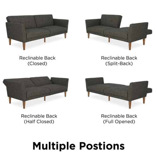 Regal Fabric Sofa Bed In Grey With Wooden Legs