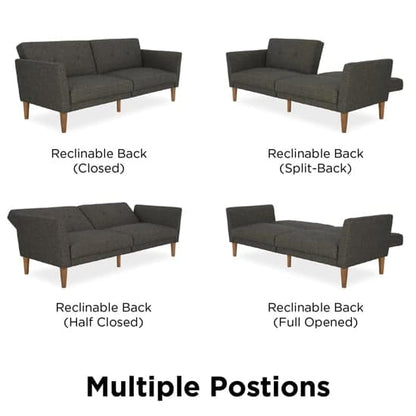 Regal Fabric Sofa Bed In Grey With Wooden Legs