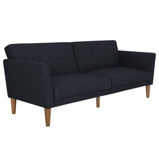Regal Fabric Sofa Bed In Blue With Wooden Legs