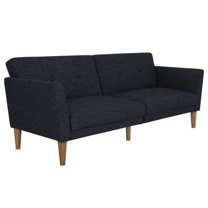Regal Fabric Sofa Bed In Blue With Wooden Legs