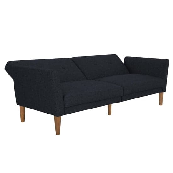 Regal Fabric Sofa Bed In Blue With Wooden Legs