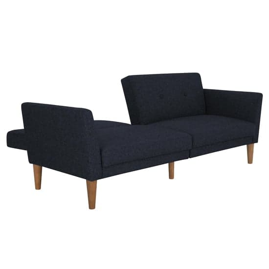 Regal Fabric Sofa Bed In Blue With Wooden Legs