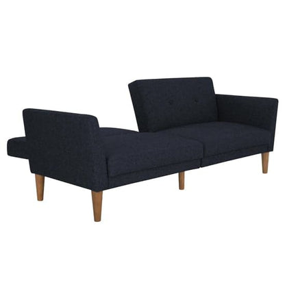 Regal Fabric Sofa Bed In Blue With Wooden Legs