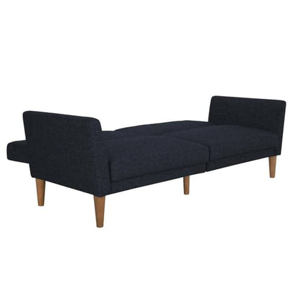Regal Fabric Sofa Bed In Blue With Wooden Legs
