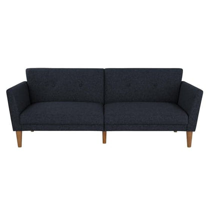 Regal Fabric Sofa Bed In Blue With Wooden Legs