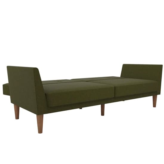 Regal Fabric Sofa Bed In Green With Wooden Legs