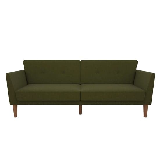 Regal Fabric Sofa Bed In Green With Wooden Legs