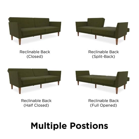 Regal Fabric Sofa Bed In Green With Wooden Legs