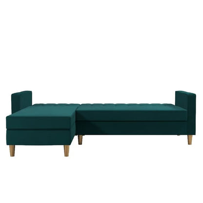 Liberty Velvet Sofa Bed In Green With Oak Legs