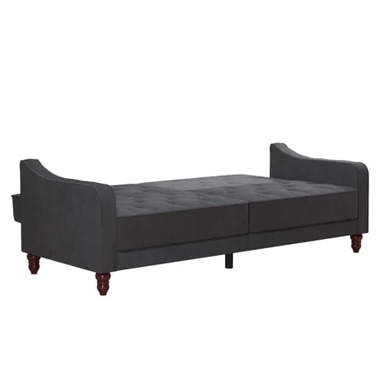 Vintage Velvet Sofa Bed In Grey With Wooden Legs