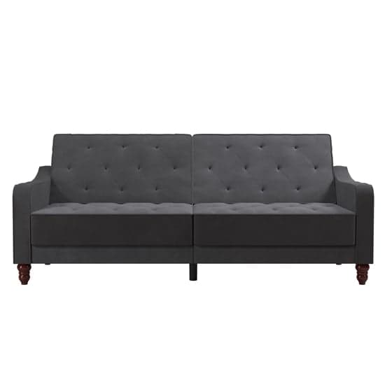 Vintage Velvet Sofa Bed In Grey With Wooden Legs