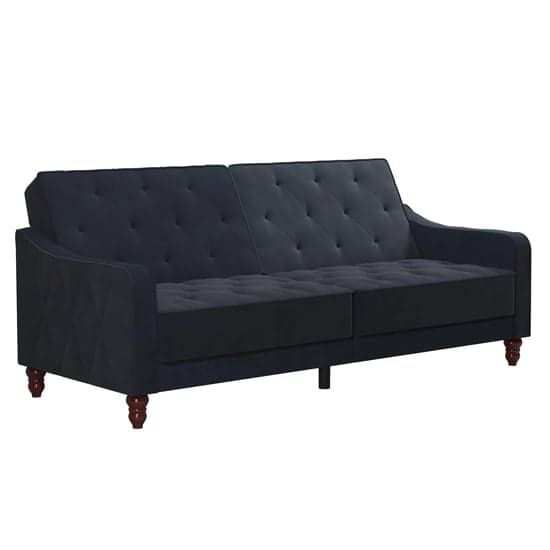 Vintage Velvet Sofa Bed In Blue With Wooden Legs