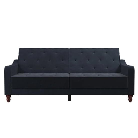 Vintage Velvet Sofa Bed In Blue With Wooden Legs