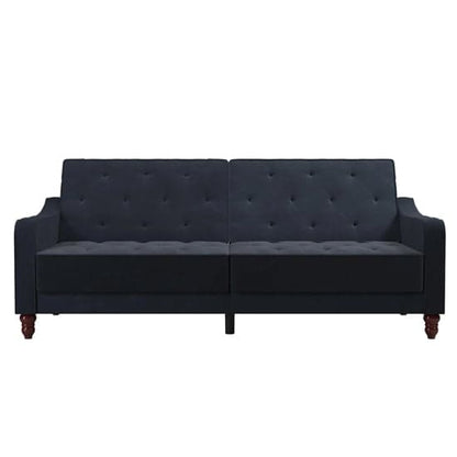 Vintage Velvet Sofa Bed In Blue With Wooden Legs