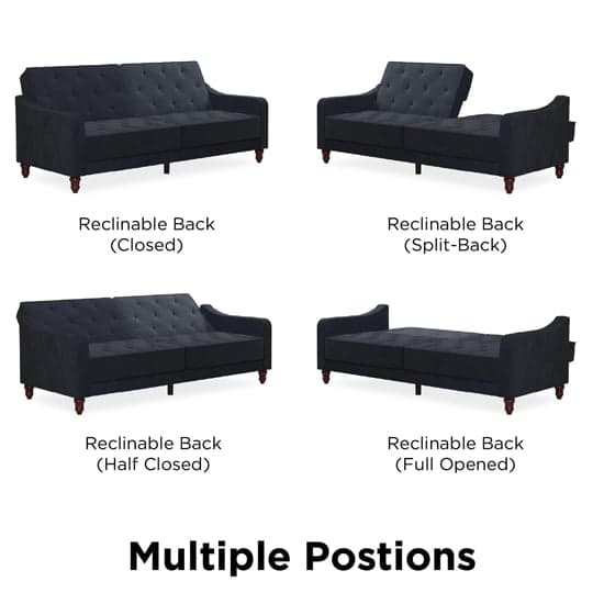 Vintage Velvet Sofa Bed In Blue With Wooden Legs