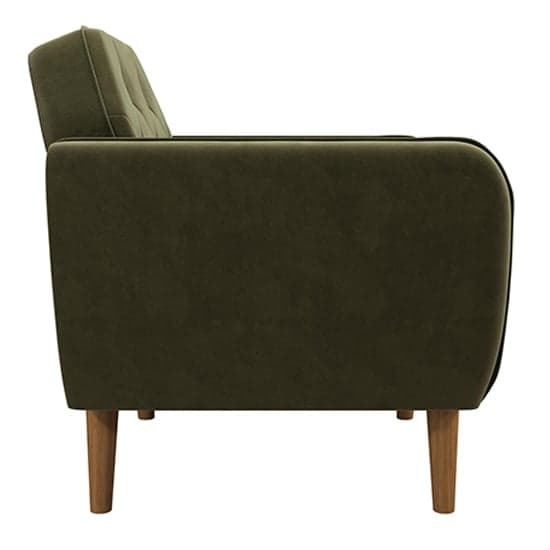 Teresa Velvet Armchair In Green With Wooden Legs
