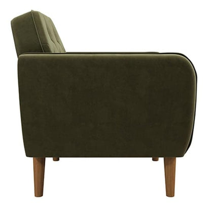 Teresa Velvet Armchair In Green With Wooden Legs