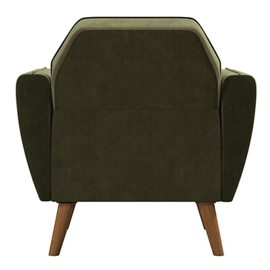 Teresa Velvet Armchair In Green With Wooden Legs