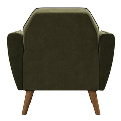 Teresa Velvet Armchair In Green With Wooden Legs