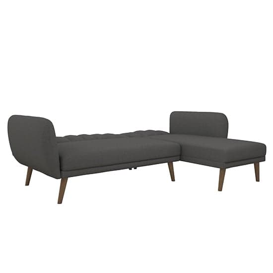Brittany Linen Corner Sofa Bed In Dark Grey With Wooden Legs
