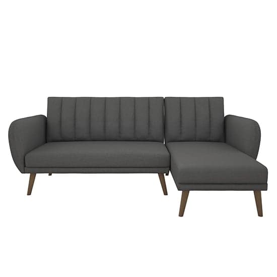 Brittany Linen Corner Sofa Bed In Dark Grey With Wooden Legs