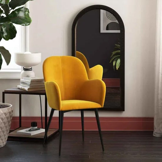 Franklin Velvet Accent Chair In Mustard Yellow