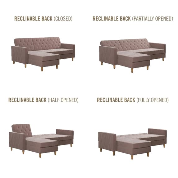 Liberty Velvet Sofa Bed In Pink With Oak Legs