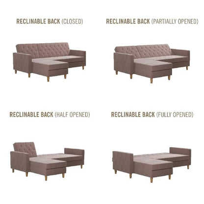 Liberty Velvet Sofa Bed In Pink With Oak Legs