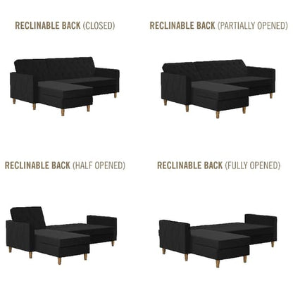 Liberty Velvet Sofa Bed In Black With Oak Legs