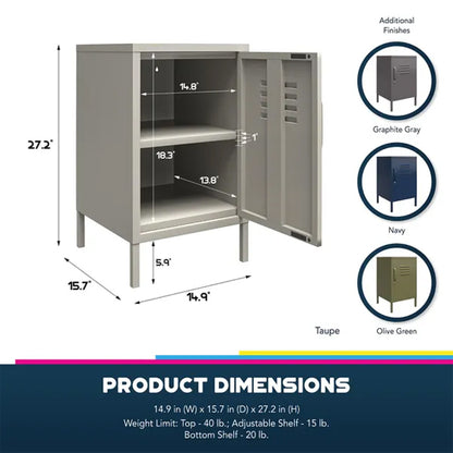 Bradford Metal Locker Storage Cabinet With 1 Door In Taupe