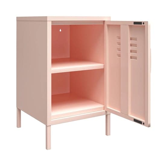 Mission District Metal End Table With 1 Door In Pink