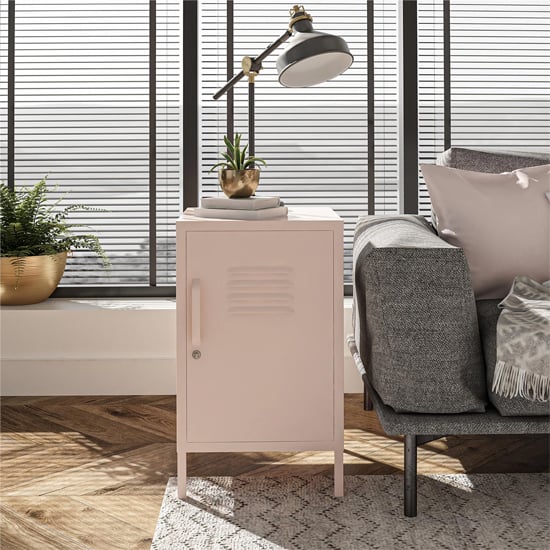 Mission District Metal End Table With 1 Door In Pink