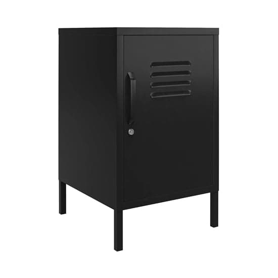 Mission District Metal End Table With 1 Door In Black