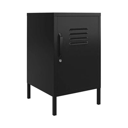 Mission District Metal End Table With 1 Door In Black