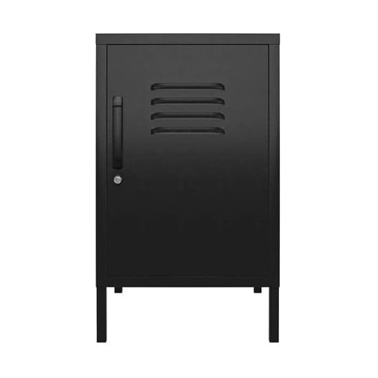 Mission District Metal End Table With 1 Door In Black