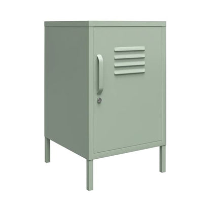 Mission District Metal End Table With 1 Door In Pale Green