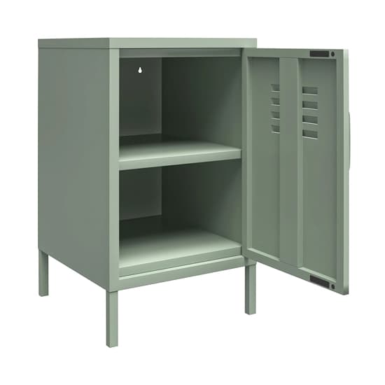 Mission District Metal End Table With 1 Door In Pale Green