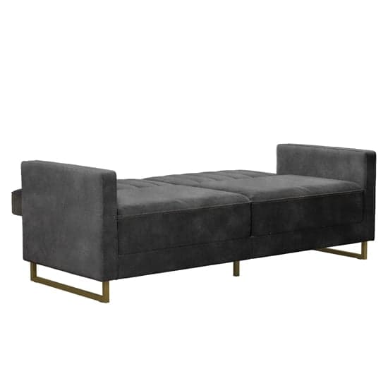 Skylar Velvet Sofa Bed In Grey With Gold Metal Legs