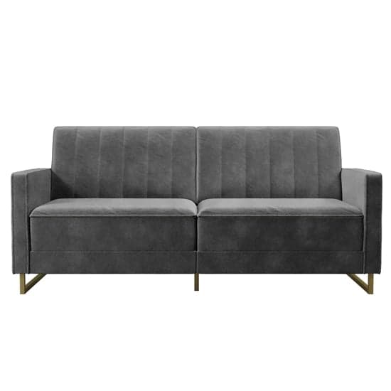 Skylar Velvet Sofa Bed In Grey With Gold Metal Legs