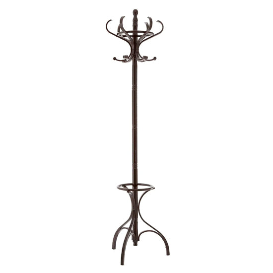 Arles Pine Wood Floor Standing Coat Stand In Mahogany