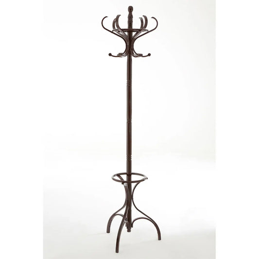 Arles Pine Wood Floor Standing Coat Stand In Mahogany