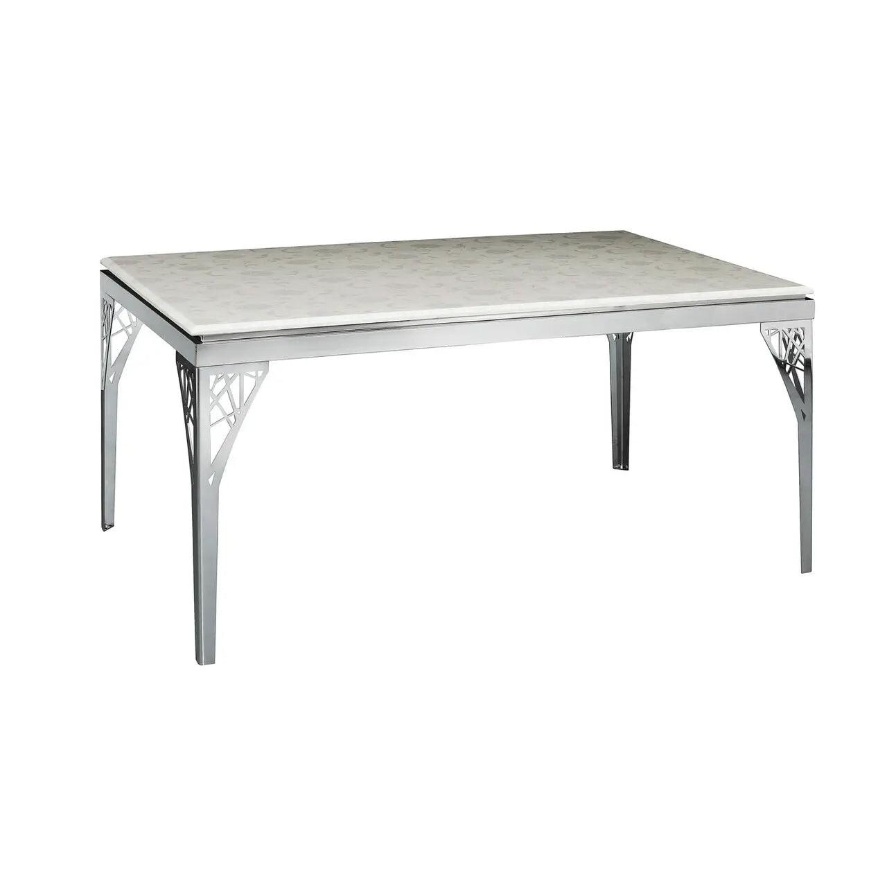 White Marble Dining Table In Flower Design