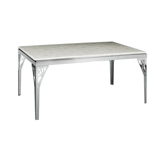 White Marble Dining Table In Flower Design