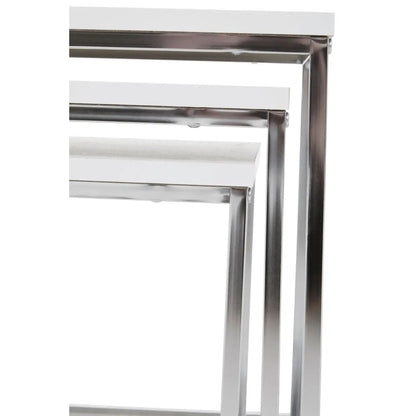 Fulton Nest Of 3 Tables In White With Chrome Frame
