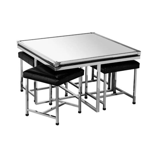 Carla Crocodile Leather Effect Table And Stool Set