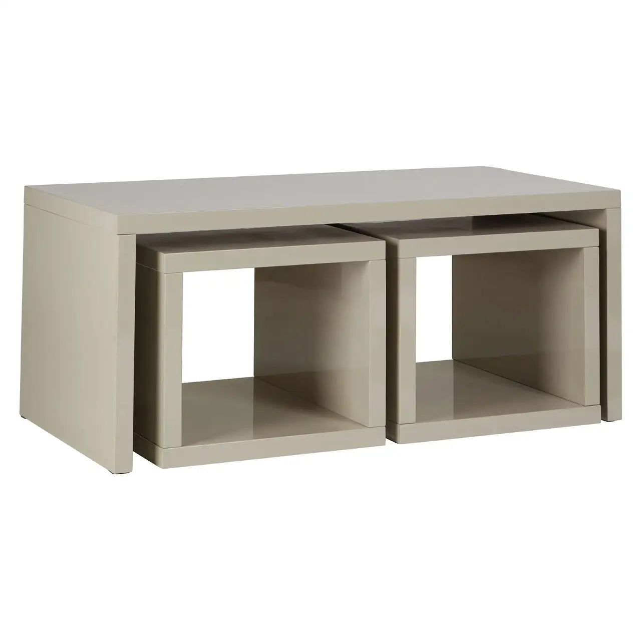 Madrid Wooden Coffee Table With 2 Side Tables In Cream